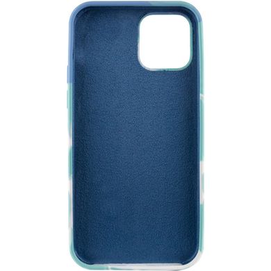 Уценка Чехол Silicone case full Aquarelle для Apple iPhone 12 Pro Max (6.7") Дефект упаковки / Бирюзово-белый