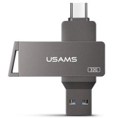 Флеш накопитель USAMS US-ZB199 Type-C+ USB3.0 Rotatable High Speed Flash Drive 32 Gb Iron-grey