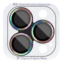Защитное стекло Metal Classic на камеру (в упак.) для Apple iPhone 15 Pro (6.1") / 15 Pro Max (6.7") Сиреневый / Rainbow