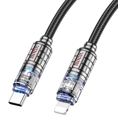 Дата кабель Hoco U122 Lantern Transparent Discovery Edition Type-C to Lightning (1.2m) Black
