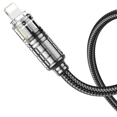Дата кабель Hoco U122 Lantern Transparent Discovery Edition Type-C to Lightning (1.2m) Black