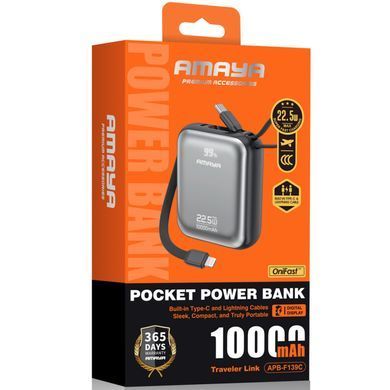 Портативное ЗУ Power Bank Amaya F139C PD22.5W with cable 10000 mAh Black