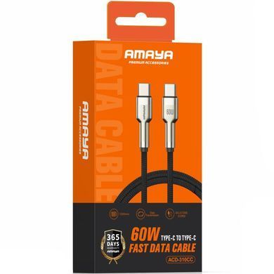 Дата кабель Amaya 310CC Type-C to Type-C 60W (1m) Brown