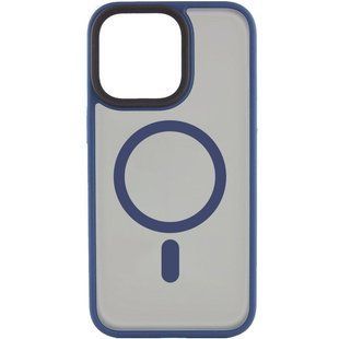 TPU+PC чехол Metal Buttons with Magnetic Fit для Apple iPhone 15 Pro Max (6.7") Синий / Navy Blue