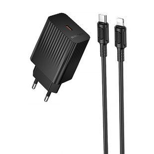 Уценка СЗУ Borofone BAS75A Source PD30W (1USB-C) + кабель Type-C to Lightning Поврежденная упаковка / Black