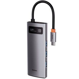 Переходник HUB Baseus Metal Gleam Series 5-in-1 Type-C (CAHUB-CX) Gray