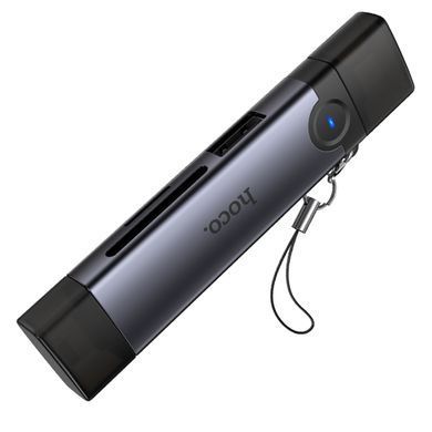Картридер Hoco HB56B Victory 5in1 Type-C/Lightning to SD/TF3.0 + USB 2.0 Metal gray