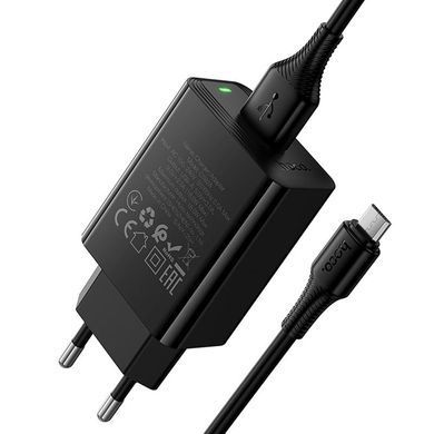 МЗП Hoco CS92A Leader QC3.0 18W (1USB-A) + кабель USB to MicroUSB Black