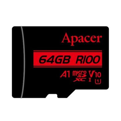 Карта памяти Apacer microSDXC (UHS-1) 64Gb class 10 V10 A1 R100MB/s (без адаптера) Black