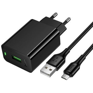 МЗП Hoco CS92A Leader QC3.0 18W (1USB-A) + кабель USB to MicroUSB Black
