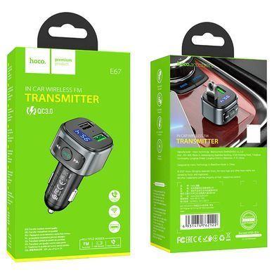 АЗУ FM модулятор Hoco E67 QC3.0 (2USB-A) Черный