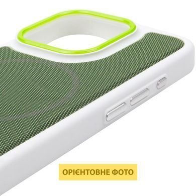 Чехол PC Textile Hybrid with Magnetic Fit для Apple iPhone 15 Pro Max (6.7") White / Green