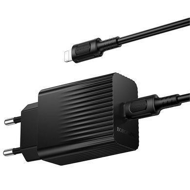 Уценка СЗУ Borofone BAS75A Source PD30W (1USB-C) + кабель Type-C to Lightning Поврежденная упаковка / Black
