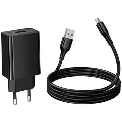 МЗП Hoco CS92A Leader QC3.0 18W (1USB-A) + кабель USB to MicroUSB Black