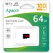 Карта памяти Apacer microSDXC (UHS-1) 64Gb class 10 V10 A1 R100MB/s (без адаптера) Black фото 2