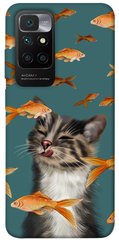 Чехол itsPrint Cat with fish для Xiaomi Redmi 10