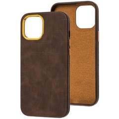 Шкіряний чохол Croco Leather для Apple iPhone 14 (6.1") Brown
