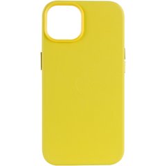 Кожаный чехол Leather Case (AA) with MagSafe для Apple iPhone 14 (6.1") Yellow