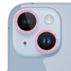 Защитное стекло Metal Sparkles на камеру (в упак.) для Apple iPhone 15 (6.1") / 15 Plus (6.7") Розовый / Pink