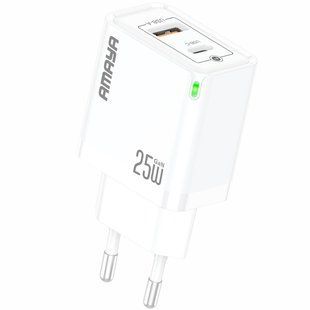 СЗУ Amaya E47D PD25W+QC3.0 GaN (1USB-A/1C) White