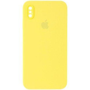 Чехол Silicone Case Square Full Camera Protective (AA) для Apple iPhone X / XS (5.8") Желтый / Yellow