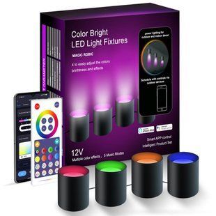 Настенная LED лампа RGB Intelligent wall lamp 4 pcs with Bluetooth European plug with app Black