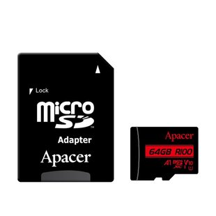 Карта памяти Apacer microSDXC (UHS-1) 64Gb class 10 V10 A1 R100MB/s + SD adapter Black