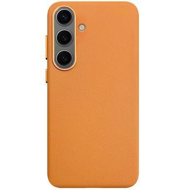 Кожаный чехол Leather Case (AAA) для Samsung Galaxy S25 Orange