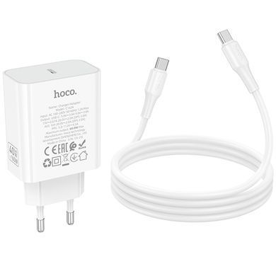 Уцінка МЗП Hoco C162A Source PD40W (1USB-C) + кабель Type-C to Type-C Пошкоджена упаковка / White