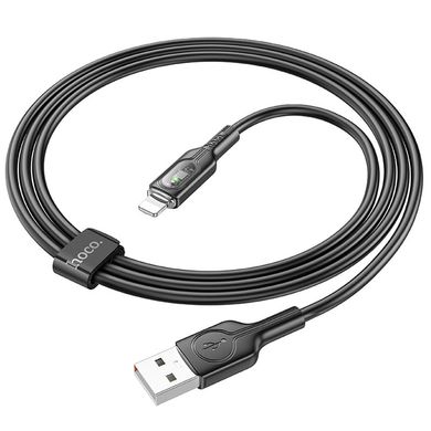Дата кабель Hoco U120 Transparent explore intelligent power-off USB to Lightning (1.2m) Black