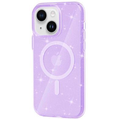 Чехол TPU Galaxy Sparkle Magnetic Fit для Apple iPhone 15 Plus (6.7") Purple+Glitter