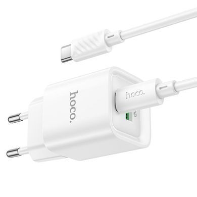 СЗУ Hoco C147A PD20W+QC3.0 (1USB-A/1C) + кабель Type-C to Type-C White