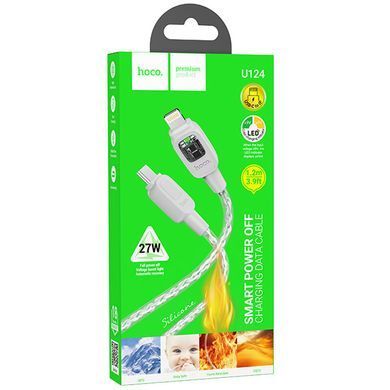 Дата кабель Hoco U124 Stone silicone power-off Type-C to Lightning (1.2m) Gray