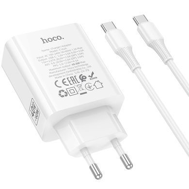 Уцінка МЗП Hoco C162A Source PD40W (1USB-C) + кабель Type-C to Type-C Пошкоджена упаковка / White