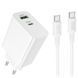 Уценка СЗУ Borofone BA108A Stellar PD30W+QC3.0 (1USB-A/1C) + кабель Type-C to Type-C Поврежденная упаковка / White фото 1