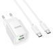 СЗУ Hoco C147A PD20W+QC3.0 (1USB-A/1C) + кабель Type-C to Type-C White фото 2