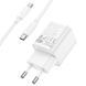 СЗУ Hoco C147A PD20W+QC3.0 (1USB-A/1C) + кабель Type-C to Type-C White фото 7