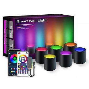 Настенная LED лампа RGB Intelligent wall lamp 6 pcs with Bluetooth European plug with app Black