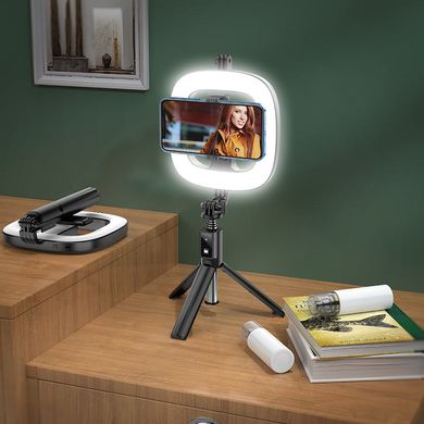 Уцінка Кільцева лампа з тримачем Hoco LV03 Plus М'ята упаковка / Чорний