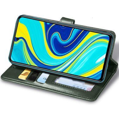 Кожаный чехол-книжка GETMAN Gallant (PU) для Xiaomi Redmi Note 9s / Note 9 Pro / Note 9 Pro Max Зеленый