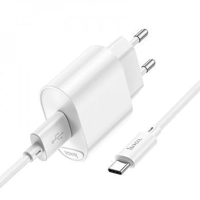 СЗУ Hoco C109A Fighter QC3.0 18W (1USB-A) + кабель USB to Type-C White