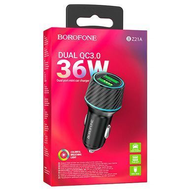 Уценка АЗУ Borofone BZ21A Brilliant QC3 total 36W (2USB-A) Поврежденная упаковка / Black