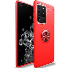 TPU чехол Deen ColorRing под магнитный держатель (opp) для Samsung Galaxy S20 Ultra Красный / Красный