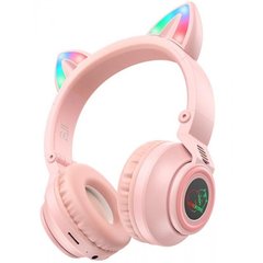 Накладні бездротові навушники BOROFONE BO18 Cat ear Рожевий