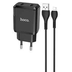 СЗУ HOCO N7 (2USB/2,1A) + USB - Lightning Черный