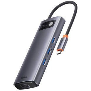 Переходник HUB Baseus Metal Gleam Series 6-in-1 Multifunctional Type-C (WKWG080013) Gray