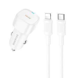 АЗП Borofone BZ34A Cloud PD20W (1USB-C) + кабель Type-C to Lightning White
