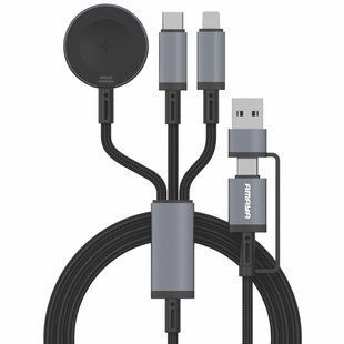 Дата кабель Amaya ACD-330X 6in1 Type-C/USB to iWatch/Lightning/Type-C 100W (1.2m) Black