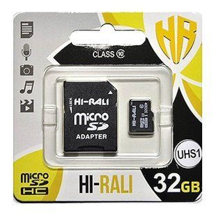 Карта памяти Hi-Rali (UHS-1) microSDHC Class 10 - 32GB (с адаптером) Черный