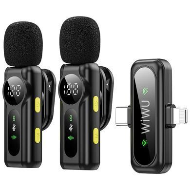 Петличный беспроводной микрофон WIWU WM007 Dual-mic (Lightning/Type-C) Black